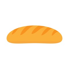 White bread, loaf, sliced on a white background. Flat isolated vector illustration, bakery products made in cartoon style by hand.