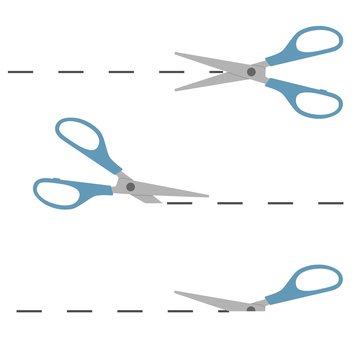 Scissors icon. Flat isolated vector illustration cutting scissors, on a white background.
