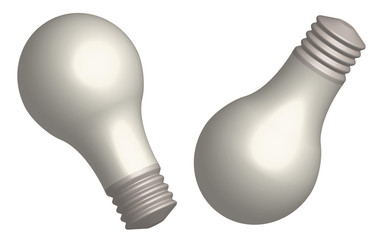 Set of light bulbs in 3D view, vector