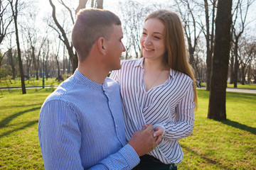 Fototapeta premium Young woman listen and cheer up her boyfriend