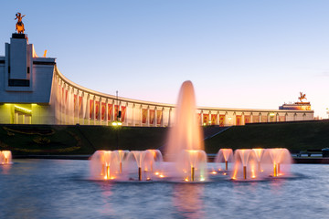 Fountains on Poklonnaya hill in victory Park. Moscow. Russia. 
