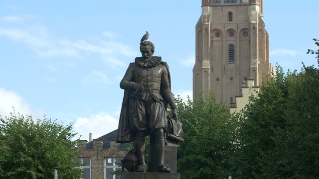 Simon Stevin statue in Bruges