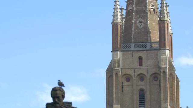 The Church of Our Lady and Simon Stevin statue