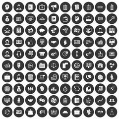 100 business people icons set in simple style white on black circle color isolated on white background vector illustration