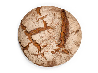 Fresh round bread isolated on white