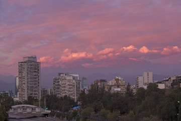 Fototapeta premium Santiago at Sunset, Chile