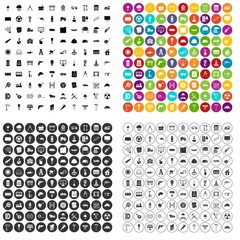 100 construction site icons set vector in 4 variant for any web design isolated on white