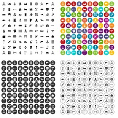 100 construction worker icons set vector in 4 variant for any web design isolated on white