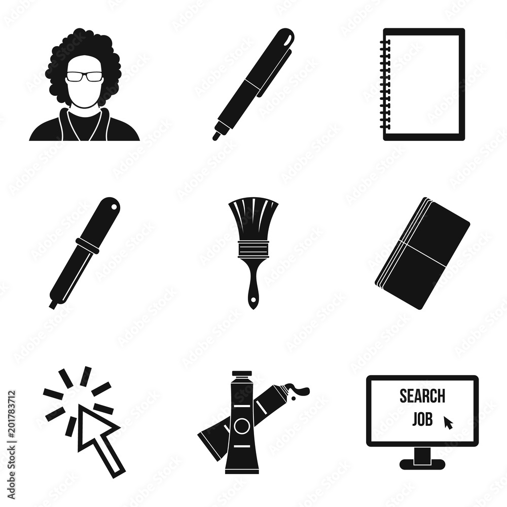 Poster programming device icons set. simple set of 9 programming device vector icons for web isolated on wh