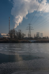 Power plant cold morning, Krakow, Poland