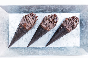 Double Chocolate Ice Creams with Black Waffle Cones