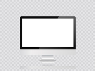 Monitor imac style for computer with blank screen, isolated on white background.