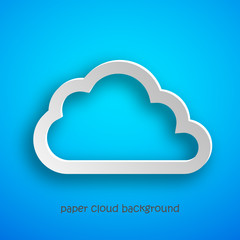 Paper art of the cloud on blue background. Vector illustration.