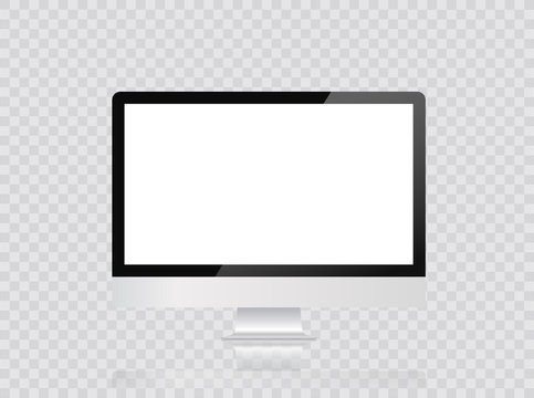 Monitor imac style for computer with blank screen, isolated on white background.