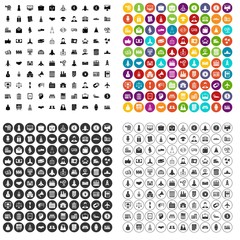 100 corporation startup icons set vector in 4 variant for any web design isolated on white