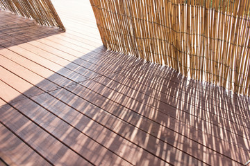 Japanese Bamboo Sudare Blinds on Wooden Deck