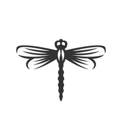 Fototapeta premium Dragonfly vector logo illustration on white background. Flying insect icon