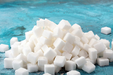 sugar cubes. unhealthy living with white sugar cube
