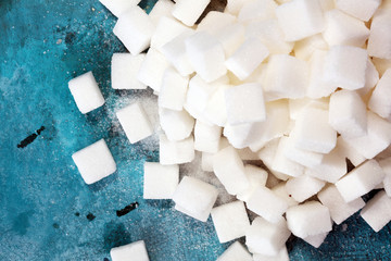 sugar cubes. unhealthy living with white sugar cube