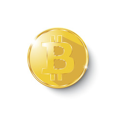 Vector illustration Bitcoin crypto currency blockchain flat logo isolated on white background.