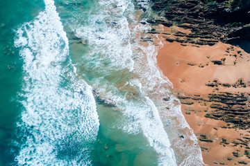 Aerial view of a rocky beach