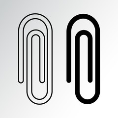 Paper clip set, attachment icon. Outline and flat design. Vector illustration