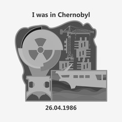 chernobyl, april 26, 1986 vector black ink lettering