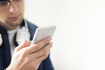 hand with mobile phone