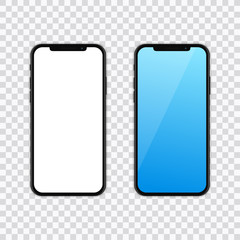 Realistic smartphone. Set realistic smartphone. Phone black. Flat cartoon design, vector illustration on background.