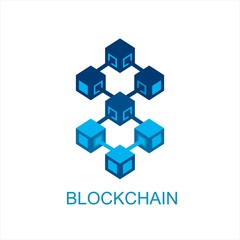 Blockchain technology or bussines vector icon in flat style. Cryptography cube block illustration. 