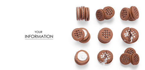 Set chocolate biscuits with milk filling pattern