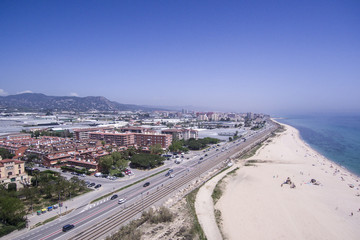 N-II road direction to Barcelona. Premia de Mar - obrazy, fototapety, plakaty