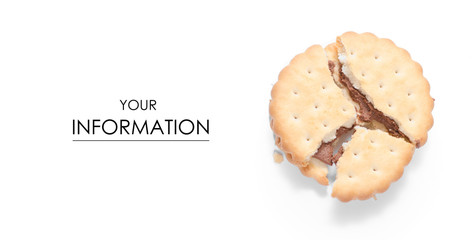 The cookies biscuits with cacao chocolate filling pattern