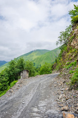 Fototapeta na wymiar Dangerous road to Tusheti