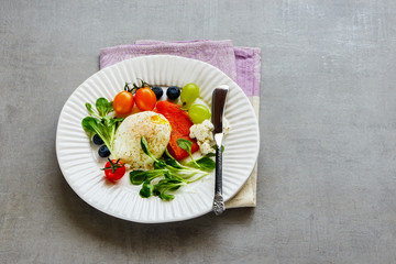 Poached egg and salmon