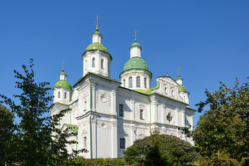 Fototapeta na wymiar Mgarskyi Transfiguration Monastery, religious building XVII century. Orthodox Church. Mhar, Poltavska oblast, ..Ukraine.