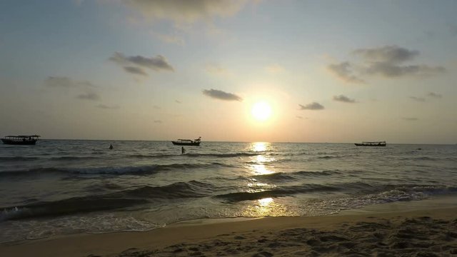 sunset at otres beach in cambodia