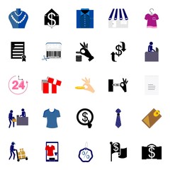 icon Shopping Tools with resturant, barcode, working, load bearing and shopping