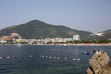 Budva, Montenegro - August 05, 2017: View of the sea coast of the city