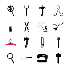 Fototapeta premium icon Instruments And Tools with app, screwdriver, care, saw and drawing