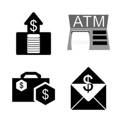 icon Currency with cent, dollar, atm machine, finance and buy
