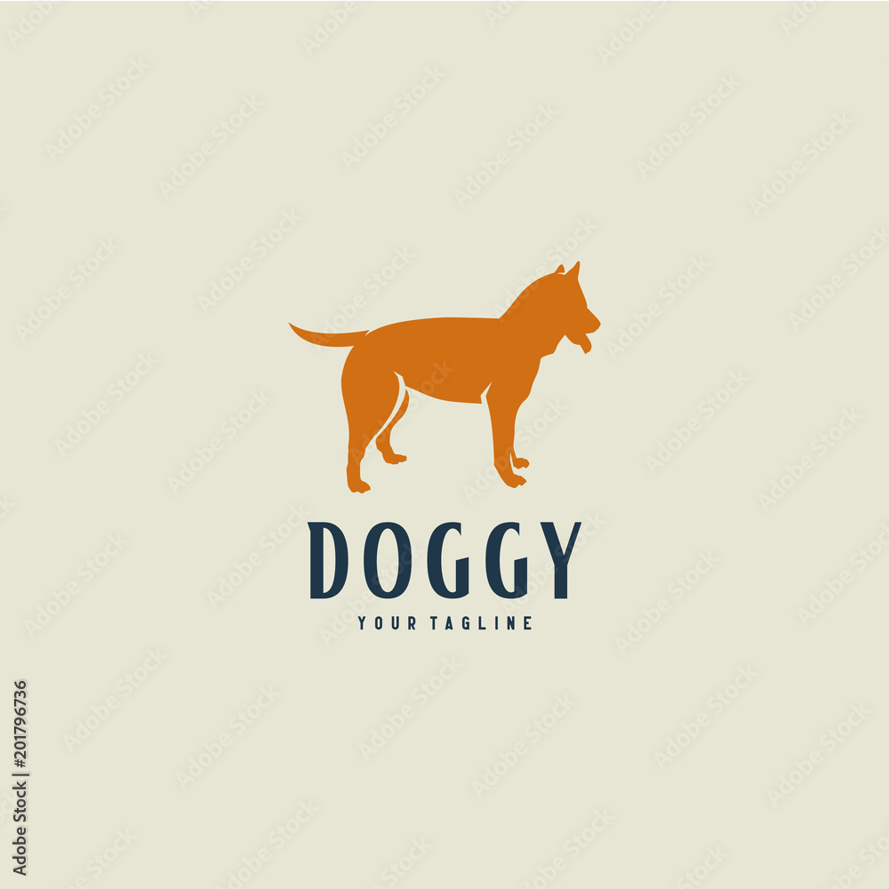 Sticker Doggy Logo Template Design. Creative Vector Emblem, for Icon or Design Concept.