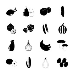 icon Fruits And Vegetables with vegetabl, bean, goldcrest, strawberr and melon