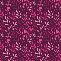  raspberry magenta seaweed plants pattern