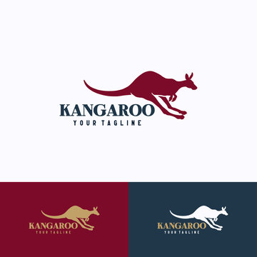 Kangaroo Logo Template Design. Creative Vector Emblem, for Icon or Design Concept.
