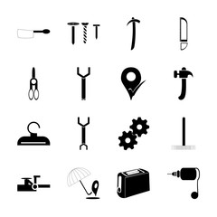 Obraz premium icon Instruments And Tools with sing, electric, drill, tailor and application