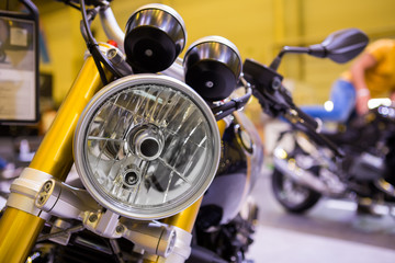 close-up of motorcycle head light
