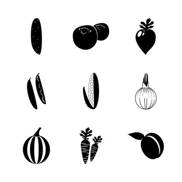 icon Fruits And Vegetables with viand, cocuber, popcorn, gherkin and eatable