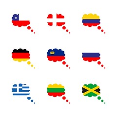 icon Flag with russian federation, russian flag, liechtenstein, jamaica flag and flag