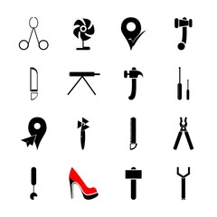 Obraz premium icon Instruments And Tools with device, cosmos, button, meat hummer and garage